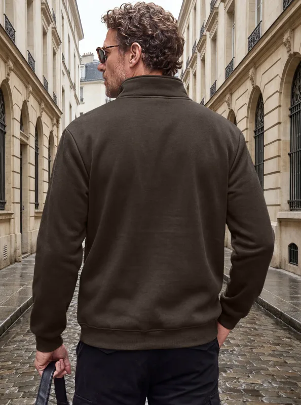 Four Seasons men's full-zip soft-shell jacket with stand-up collar, side pockets, long sleeves and relaxed casual style