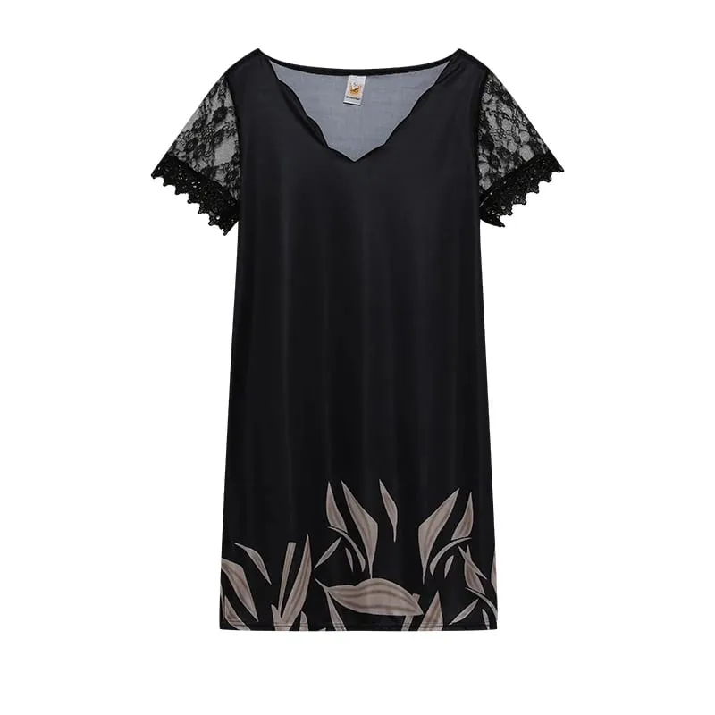2026 New Women's New Positioning Printing Wave V-neck Lace Short-sleeved Dress — image 10