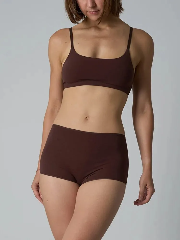 Cotton Underwire-Free Bralette and Boyshort Set – Unpadded Ribbed Knit Lingerie Two-Piece Set — image 2