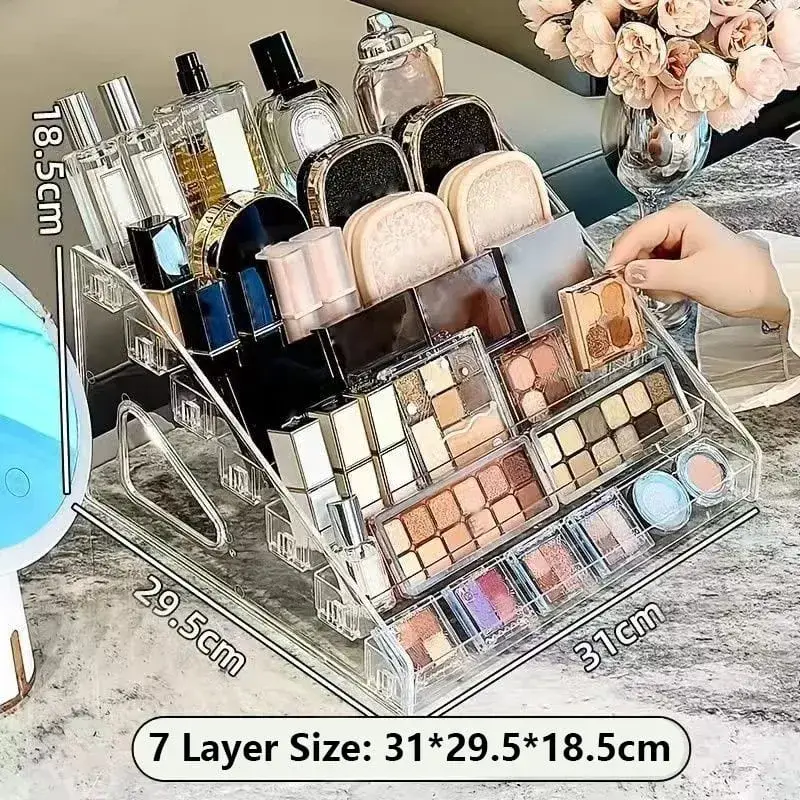 Transparent Cosmetic Organizer Display Case Multi-Layer Makeup Brushes Lipsticks Jewelry Hairpin Storage Rack Desktop Holder
