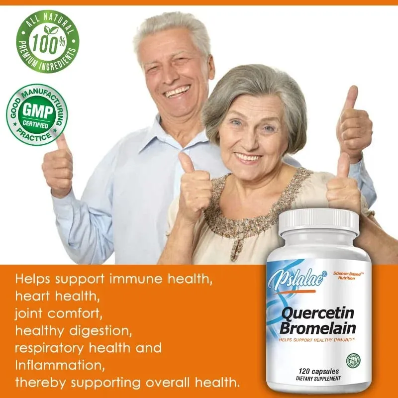 Quercetin Bromelain Immune Support Heart Joint & Respiratory Health Non-GMO Vegan Capsules