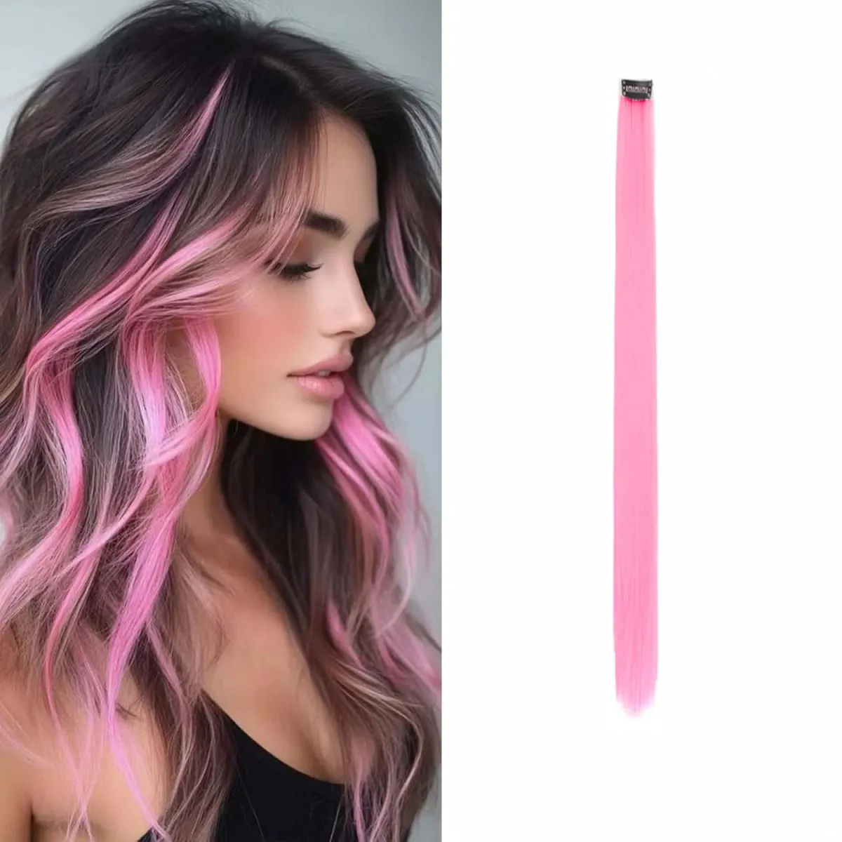 Synthetic 1-6pc Colored Hair Extensions Clip in Colorful Hair Extensions Rainbow Hair Extensions for Women Girls Hair Extensions
