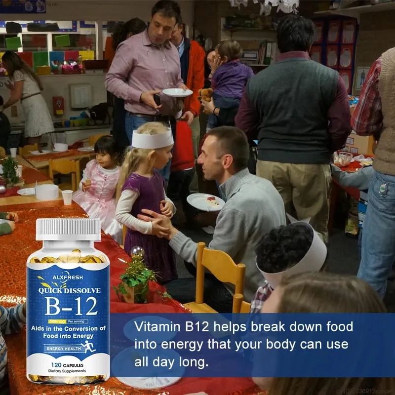 Vitamin B12 Capsules Support Cellular Anemia Energy Production Combat Fatigue Mental Health Mood Stability Maintain Nervous