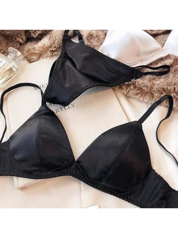 Summer Sexy Bralette for Women Deep V Neck Push Up Triangle Bra Thin Strap Backless Lingerie Small Chest Bikini Top Comfortable