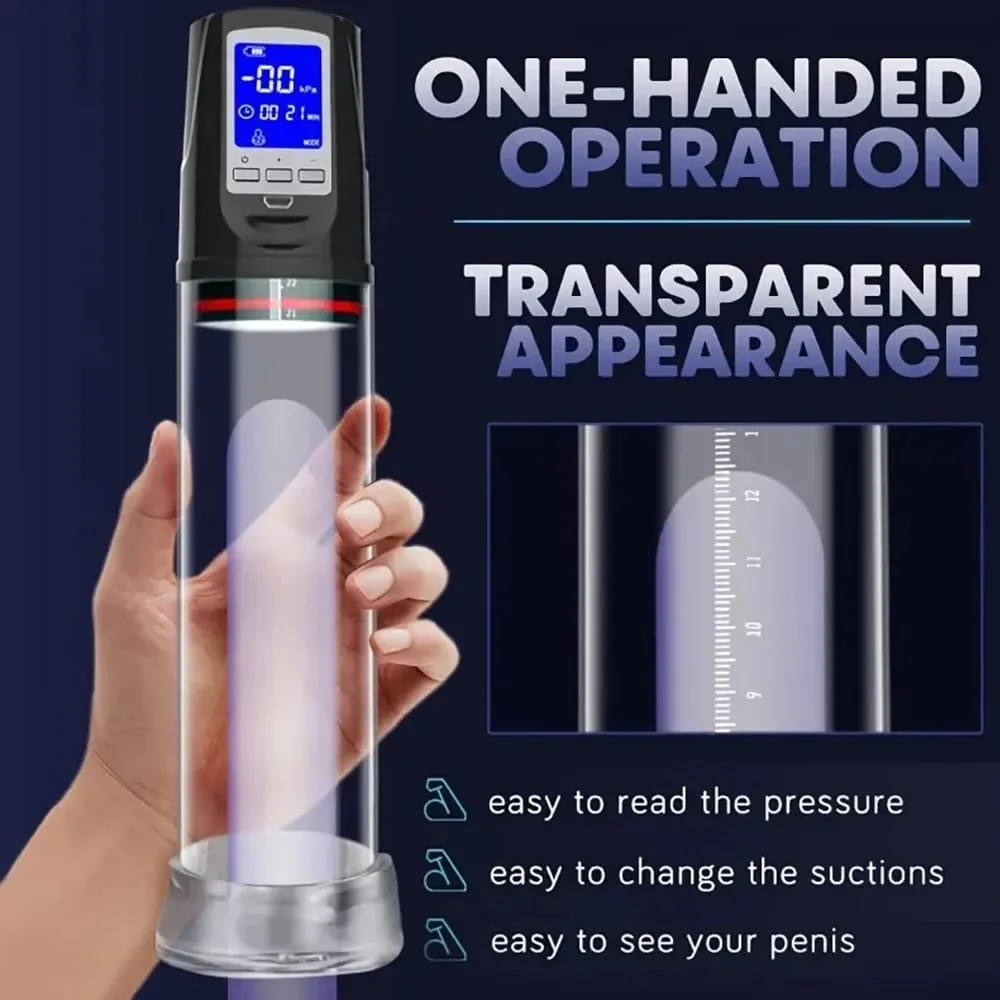 LED Automatic Penis Pump Suction Vacuum Male Masturbation Penis Extender Dick Erection Enhancement Trainer Adult Sex Toy For Men