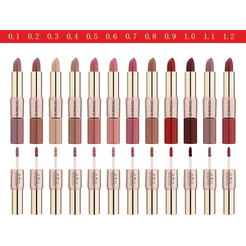 O.TWO.O 2 in 1 Rossetto opaco Lip Gloss Cosmetici Impermeabile Pintalabios Batom Mate Labbra Trucco Rouge 12 colori Stick labbra — image 7