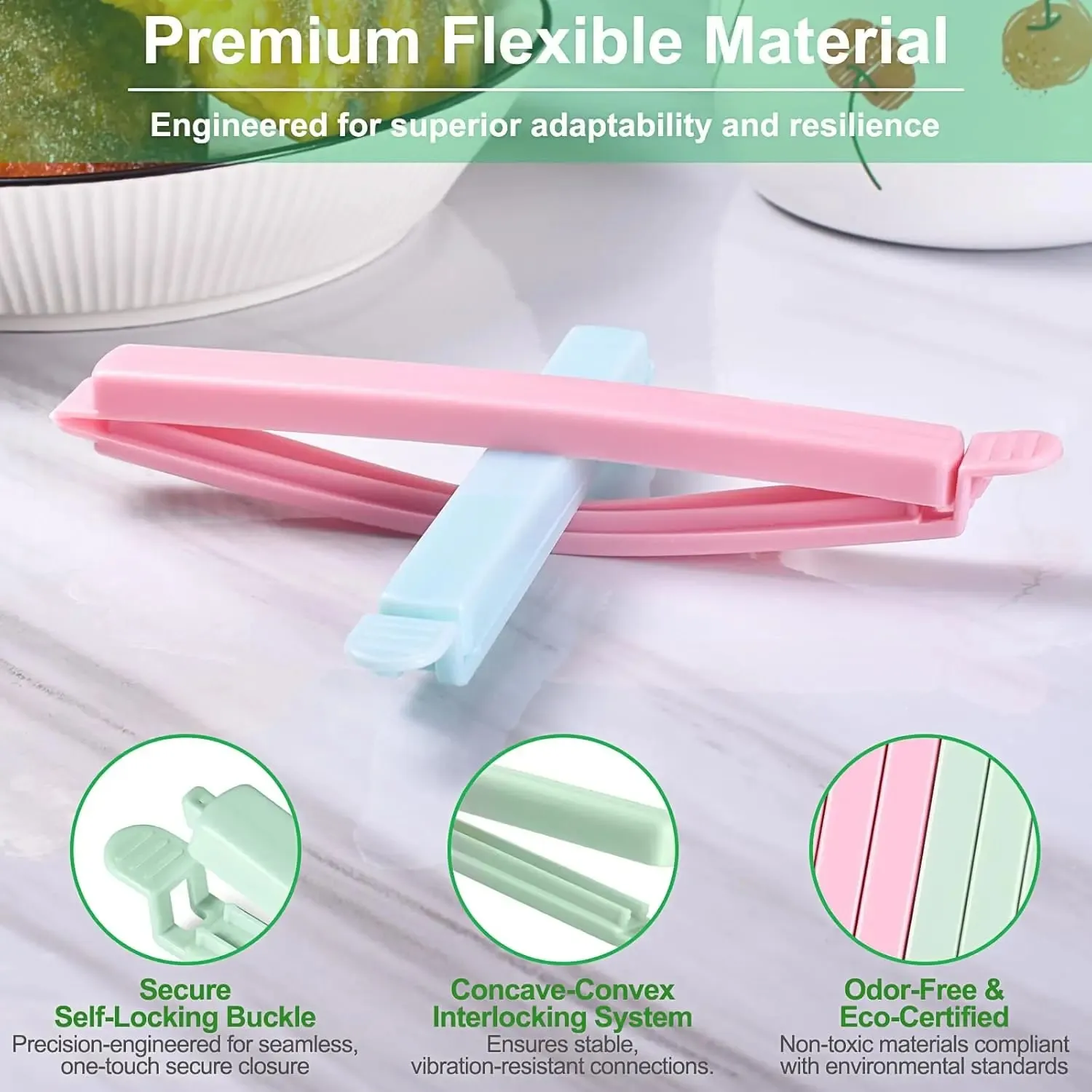 Airtight Food Storage Bag Clips 20pcs Plastic Sealing Clamps for Keeping Food Fresh Moisture Proof Chip & Cereal Bag Sealer — image 3