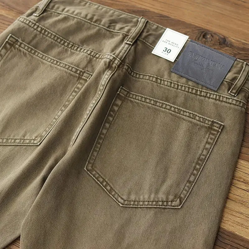 Cowboy Korean Goods Retro Yellow Mud Dyed Small Straight Jeans Men's Spring and Autumn Khaki Ami Kaji Washed Casual Trousers
