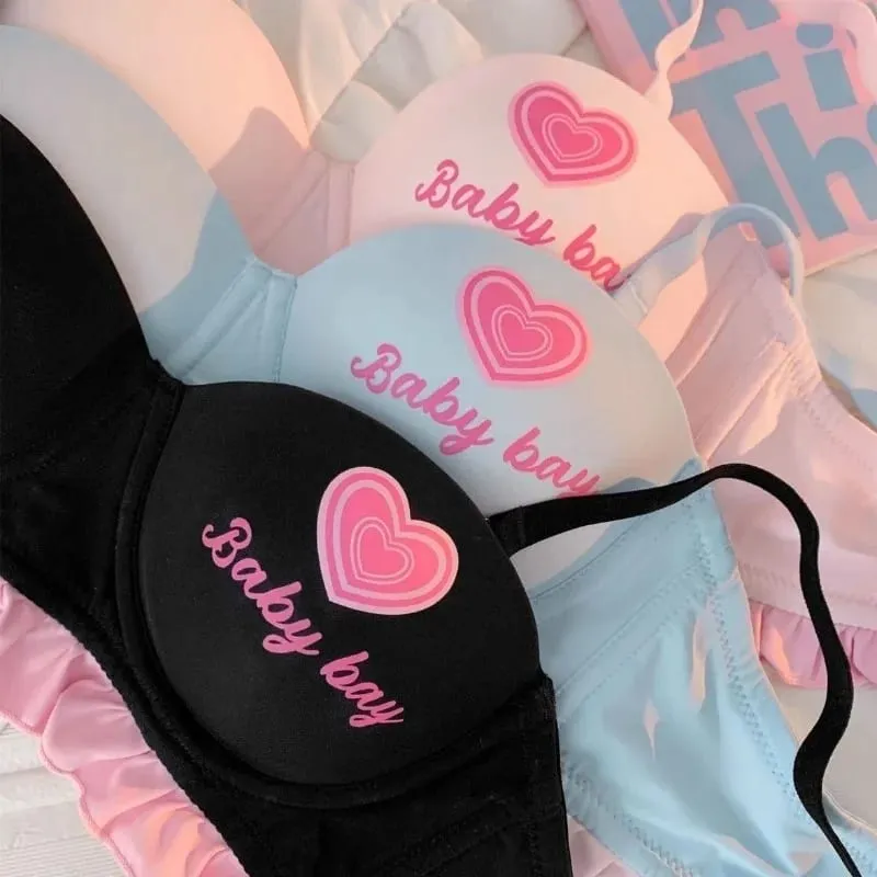 Lolita Inspired Lingerie Set for Small Chest Wireless Push Up Bralette to Enhance Curves Sweet Barbie Style Bra & Tushy Panty — image 6