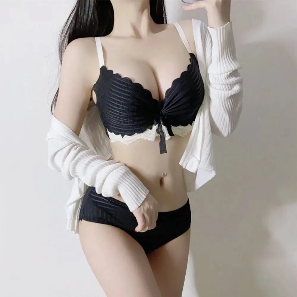 Summer Thin Lace Bra Panty Set 32‑38 No Underwire Japanese Pure‑Desire Push Up Soft Brassiere Lingerie For Girls S-XL — image 6
