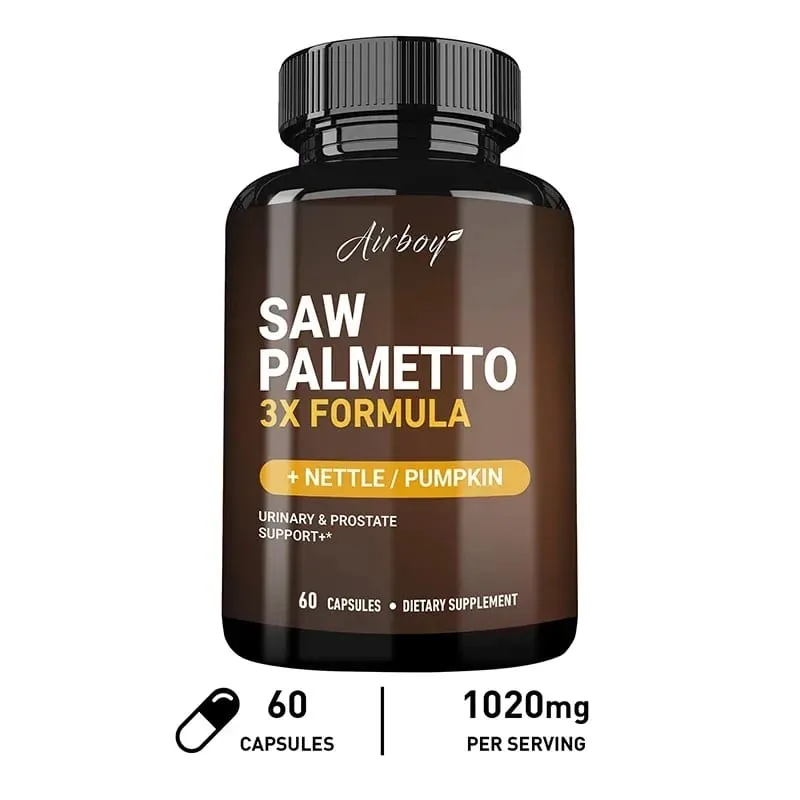 Saw Palmetto Capsules - with Stinging Nettle + Pumpkin Seed Supports Urinary and Prostate Health Improves Sleep Non-GMO