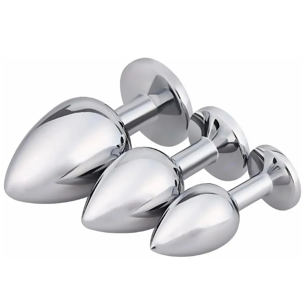 Luxury Metal Anal Plug Set Jewel Butt Trainer Kit Adult Toys for Men Women Couples Beginners Sex Gifts Large Medium Small Pink — image 4