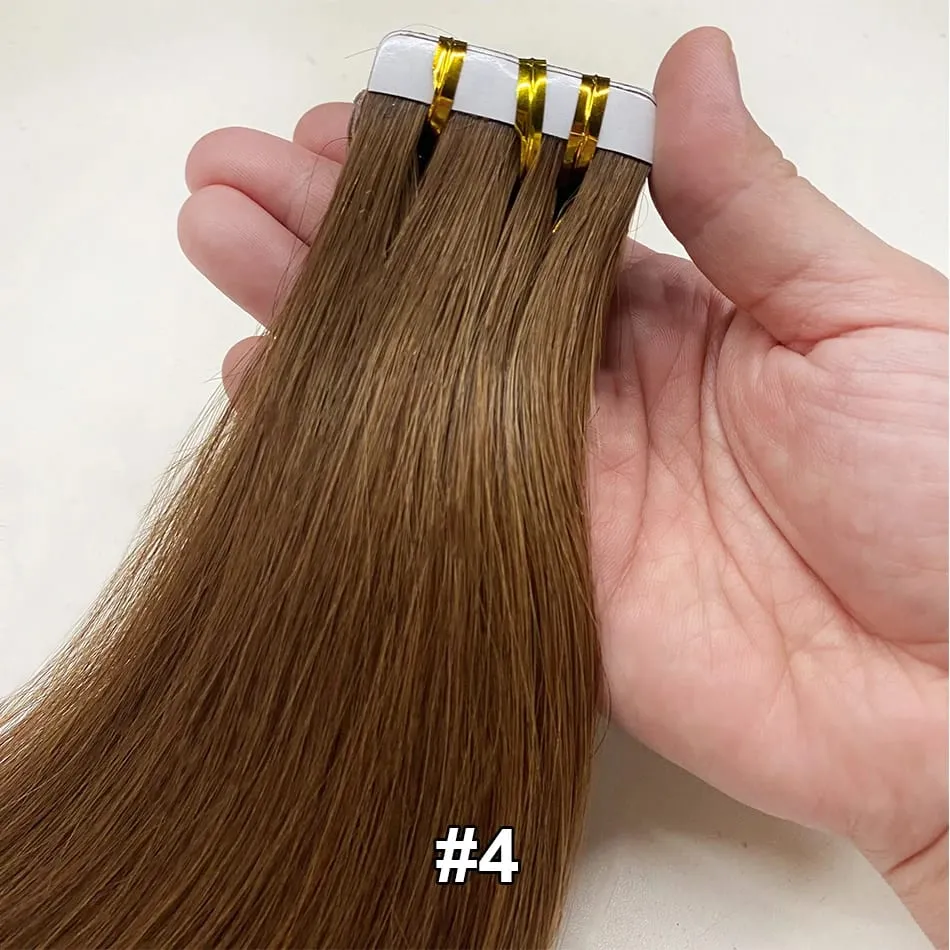 Luckinghair Wholesale 100% Virgin Double Drawn Straight Invisible Human Hair Tape in Extensions Wave Style — image 10