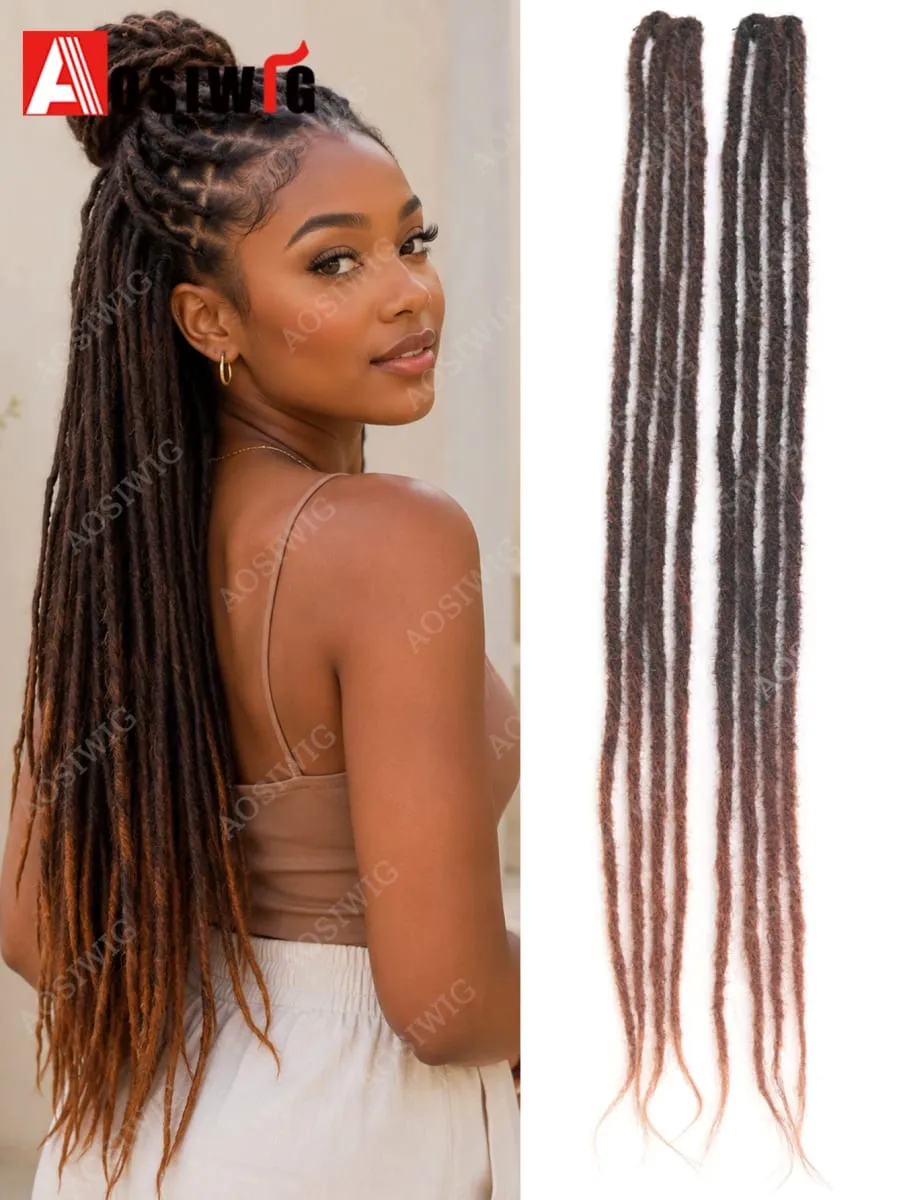 Long Dreadlocks Clip In Hair Extensions for Women Synthetic Braided Hairpieces Boho Faux Locs Hair Braids Festival Party Hair Ac — image 7