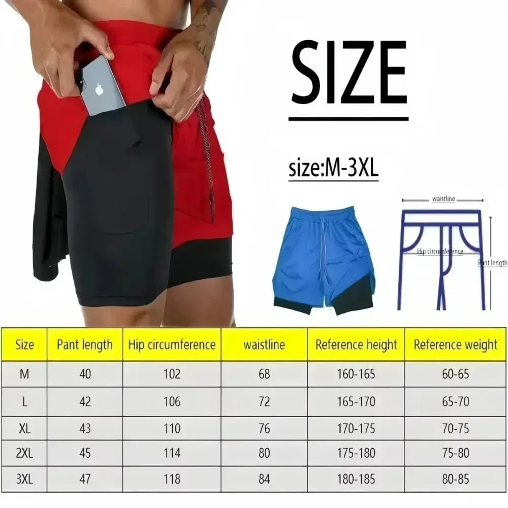 Anime One Piece Men's Shorts Quick-dry Double Layer 2-in-1 Pants Summer Graphic Print Workout Training Fitness Sports Gym Shorts