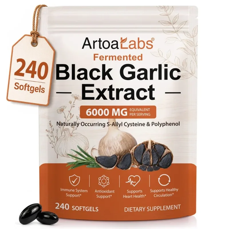 Fermented Black Garlic Extract Softgels 6000mg Equivalent Supplement for Daily Wellness Antioxidant Immune Support 240 Softgels — image 9