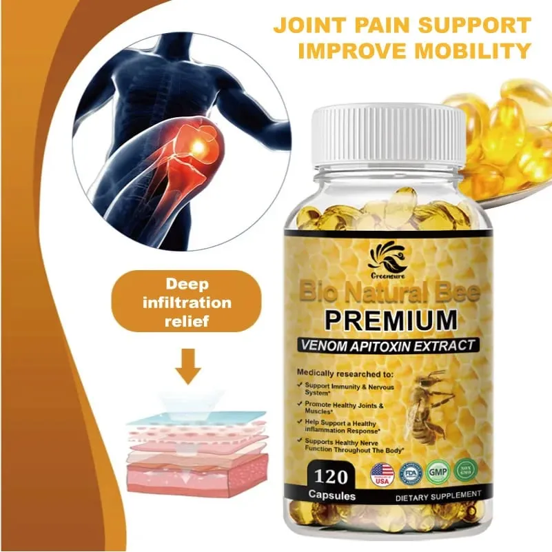Greensure Natural BEE Venom Capsule para Imunidade e Antioxidação - 60/120 Cápsulas - Não OGM