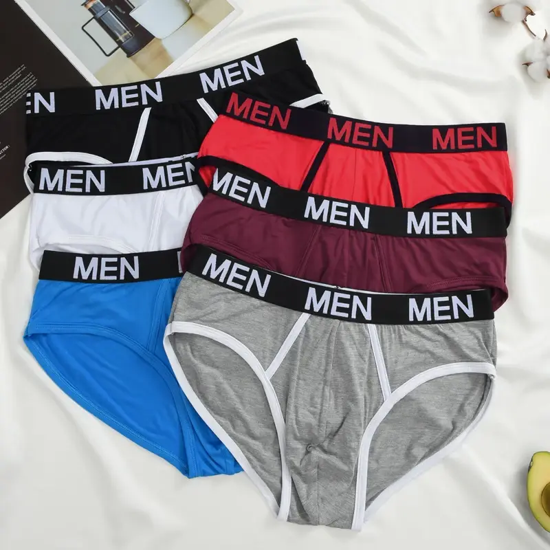 1Pcs/Set Men's Viscose Letter Panties Seamless High Quality Breathable Underpants Male Elastic Soft Comfortable Underwear S-XL — image 1