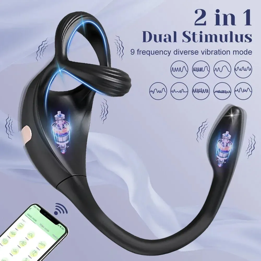 APP Control Butt Plug Cock Ring Vibrating Prostate Massager for Men Beginner Anal Vibrator Anal Plug for Gay Sex Toy for Men 18+