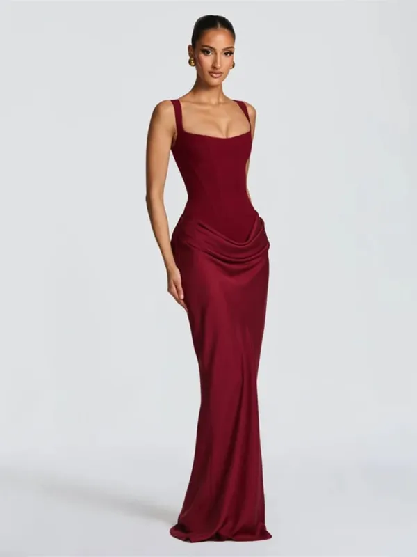 Women Sexy Solid Pleated Strapless Dress Lady Chic Off-shoulder Backless High Waist Split Dresses 2026 New Evening Party Gown — image 5