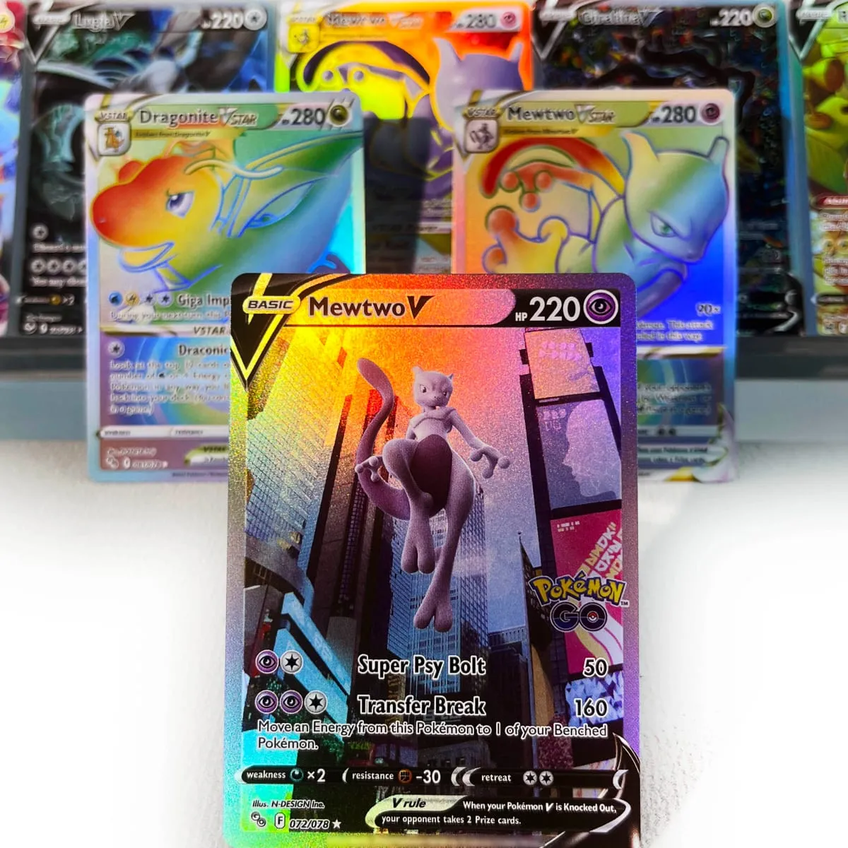 Pokémon GO PKM Cards PTCG6-E GX Rainbow Mewtwo V Dragonite VSTAR Rare Collection Battle Toys Gifts for Hobbies — image 1