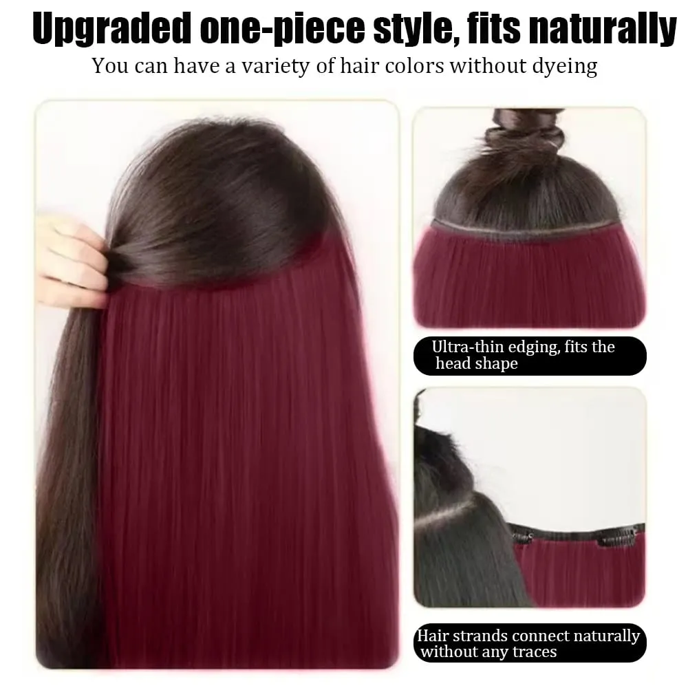22‘’ Invisible 4Clip Long Straight Colored Synthetic Hair Extension Easy to Wear Suitable for Women's Daily or Holiday Wear.
