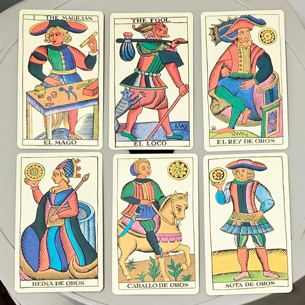 Spanish Tarot Español Deck 10.3*6cm 78 Cards Bilingual English Spanish Marseille Style Divination Cartomancie Dusserre — image 3