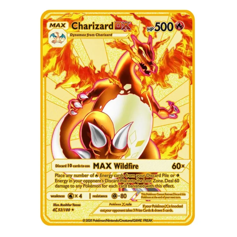 2026 NEW Pokemon Metal Card 10000 Points Arceus Charizard Super Card Golden English Mewtwo Vmax GX EX Anime Collection Card Gift