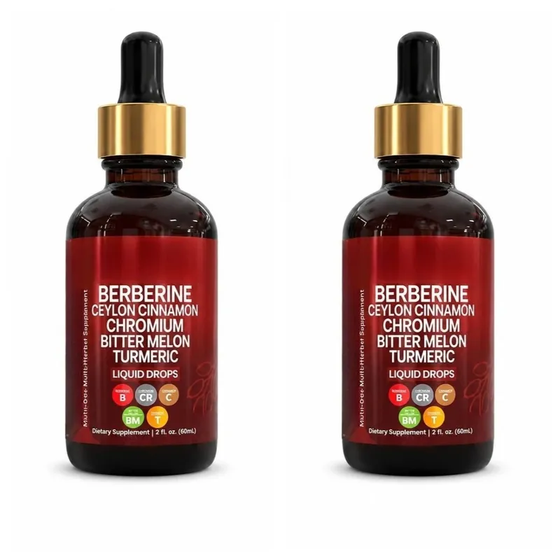 Berberine Liquid Drops Ceylon Cinnamon Chromium Bitter Melon & Turmeric Extract Multi-Ingredient Metabolic Support 60 ML