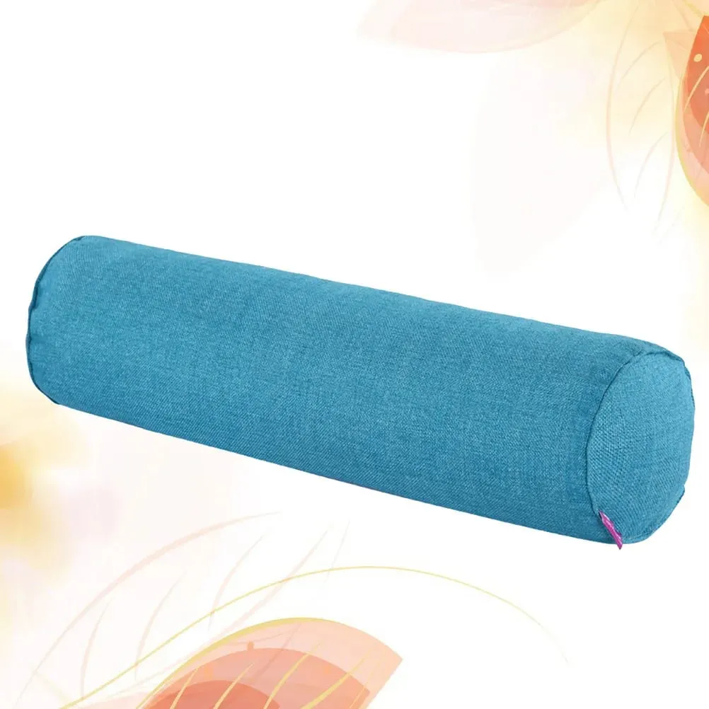 1Pcs Cylinder-Shaped Fabric Throw Pillow Linen Long Waist Cushion Soft Comfortable Peacock Blue Bolster for Home Office — image 6