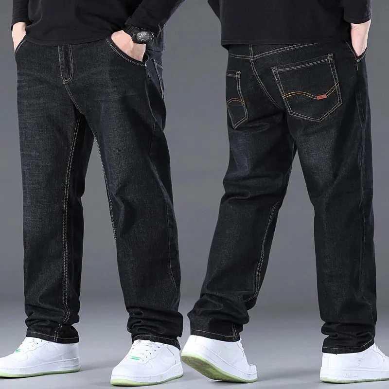 Men's Jeans Pants Big Size 50 High Stretch Denim Fabric Large Size Pants for 45-150kg Jeans Hombre Wide Leg Jeans Pantalon Homme — image 4