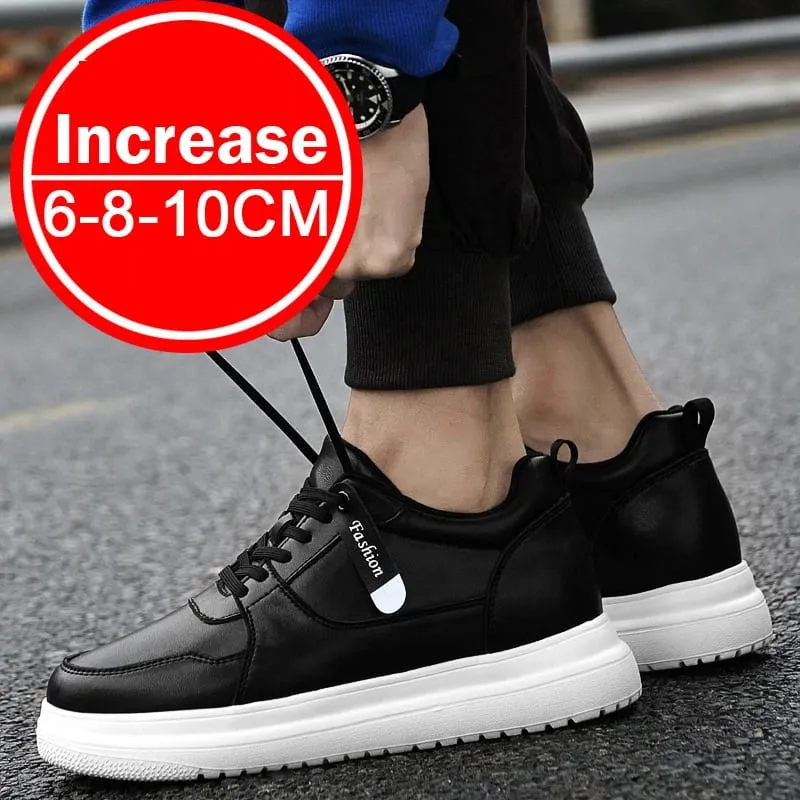 Plus Size37-46 Lift Sepatu Pria Lift Sepatu Tinggi Meningkatkan Insole 8Cm Putih Hitam Lebih Tinggi Sepatu Pria Rekreasi Sepatu Fashion