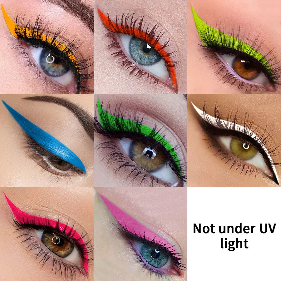 1PC UV 라이트 네온 아이 라이너 펜 아이 메이크업 블루 그린 방수 리퀴드 컬러 아이 라이너 펜슬 메이크업 화장품 옐로우 퍼플