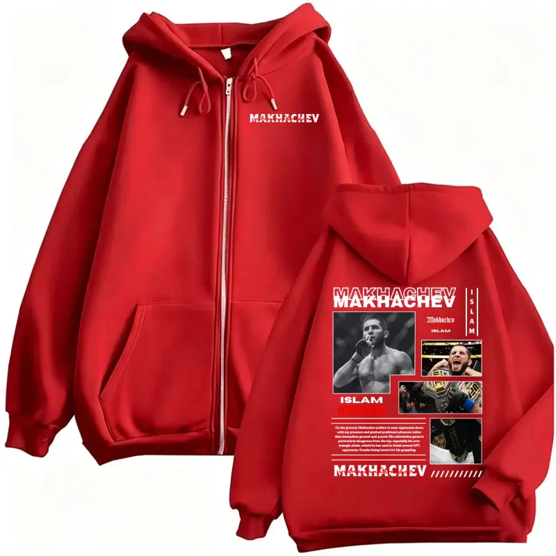 Limited Islam Makhachev Violence Aesthetic Sweatshirt Jacket Coats Men's Vintage Classic Zipper Hoodies Long Sleeve Zip Up Hoody — image 7