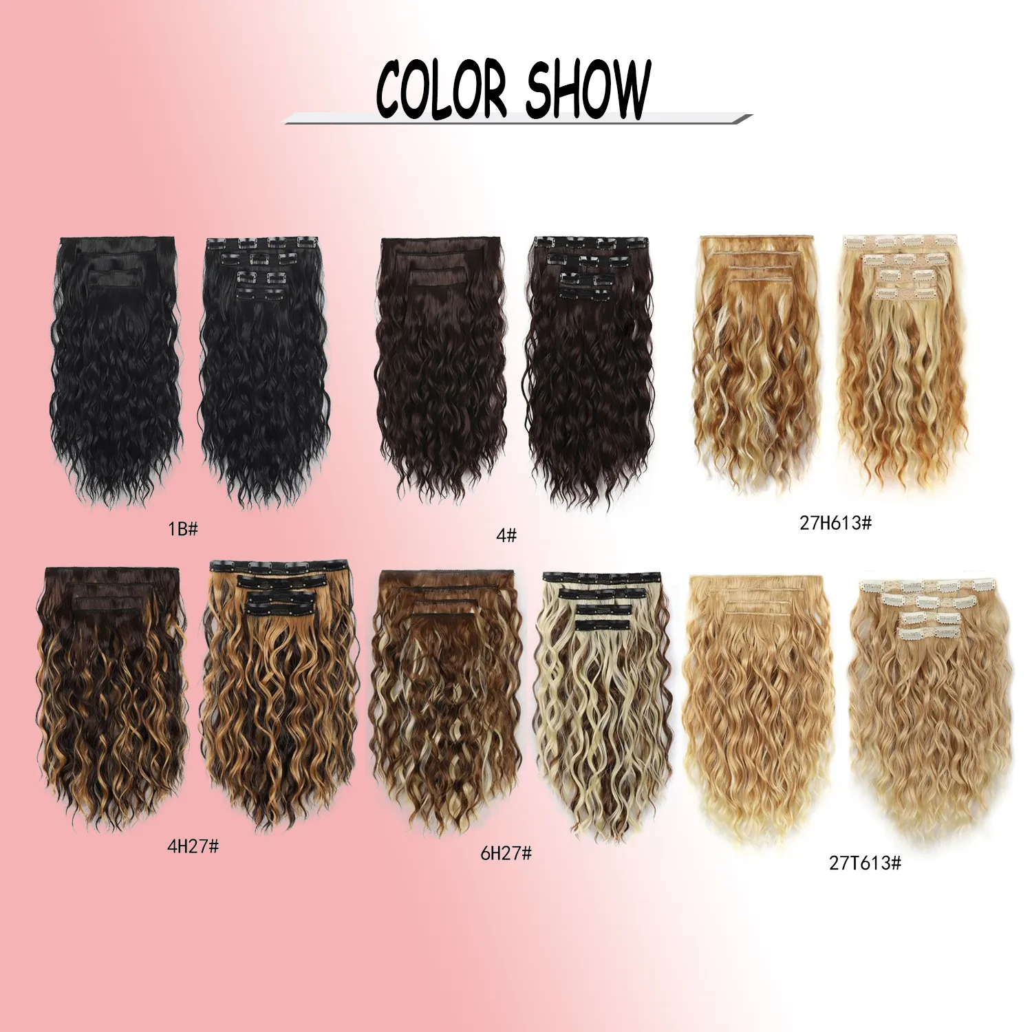 Clip in Hair Extensions 4PCS 14inch Short Curly Wavy Hair Extensions Invisible Lace Weft Soft Synthetic Hairpieces for Women — image 4