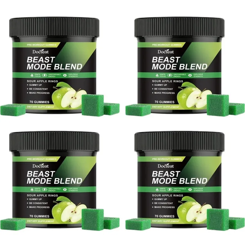 Docteat Beast Mode Blend Pre Workout Gummies Energifokus & uthållighet Stöd för styrketräning och aktiva gym dagar 70 Count — image 10