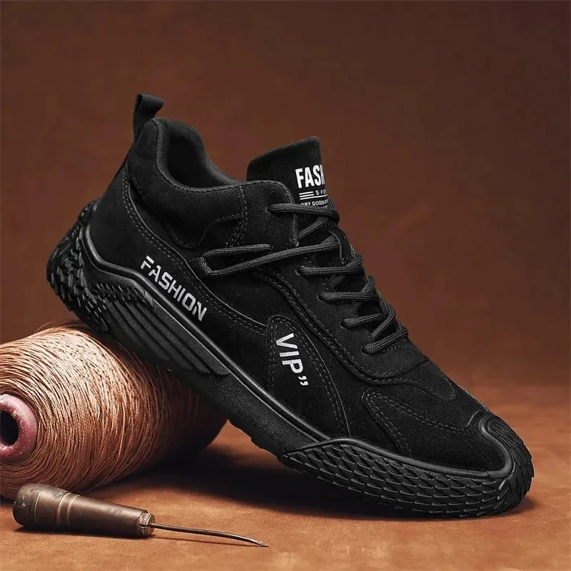 Spring New Men's Shoes Comfortable Casual Shoes Lightweight Trendy Versatile Solid Color Trendy Shoes Men's Sports Thick-Soled Sneakers