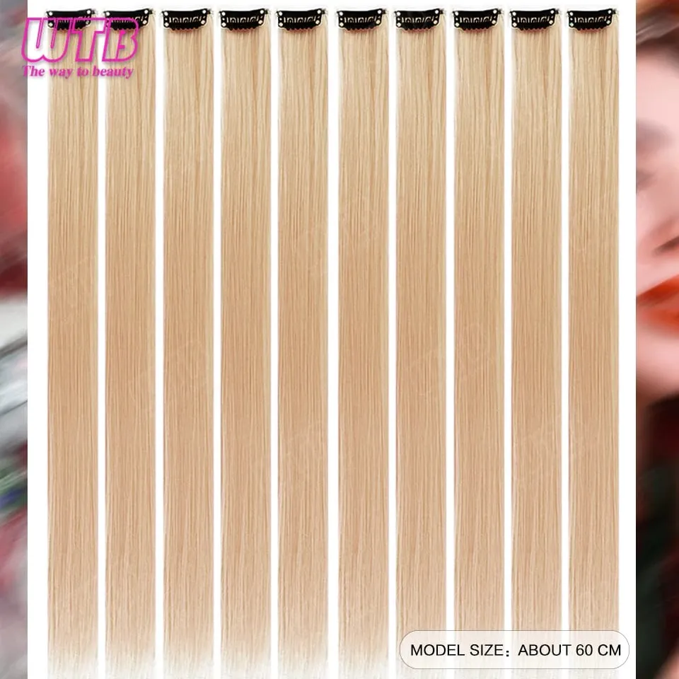 10Pcs Colored Synthetic Extension Wigs BB Clip Style Straight Hair Extensions Suitable for Women to Wear at Holidays and Parties