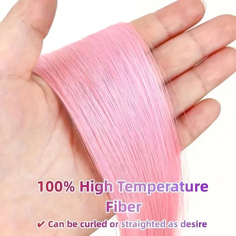 22Inch Synthetic Long Straight 5pcs Clip in Hair Extension Colored Rainbow Hairpieces for Women Daily Use — image 5