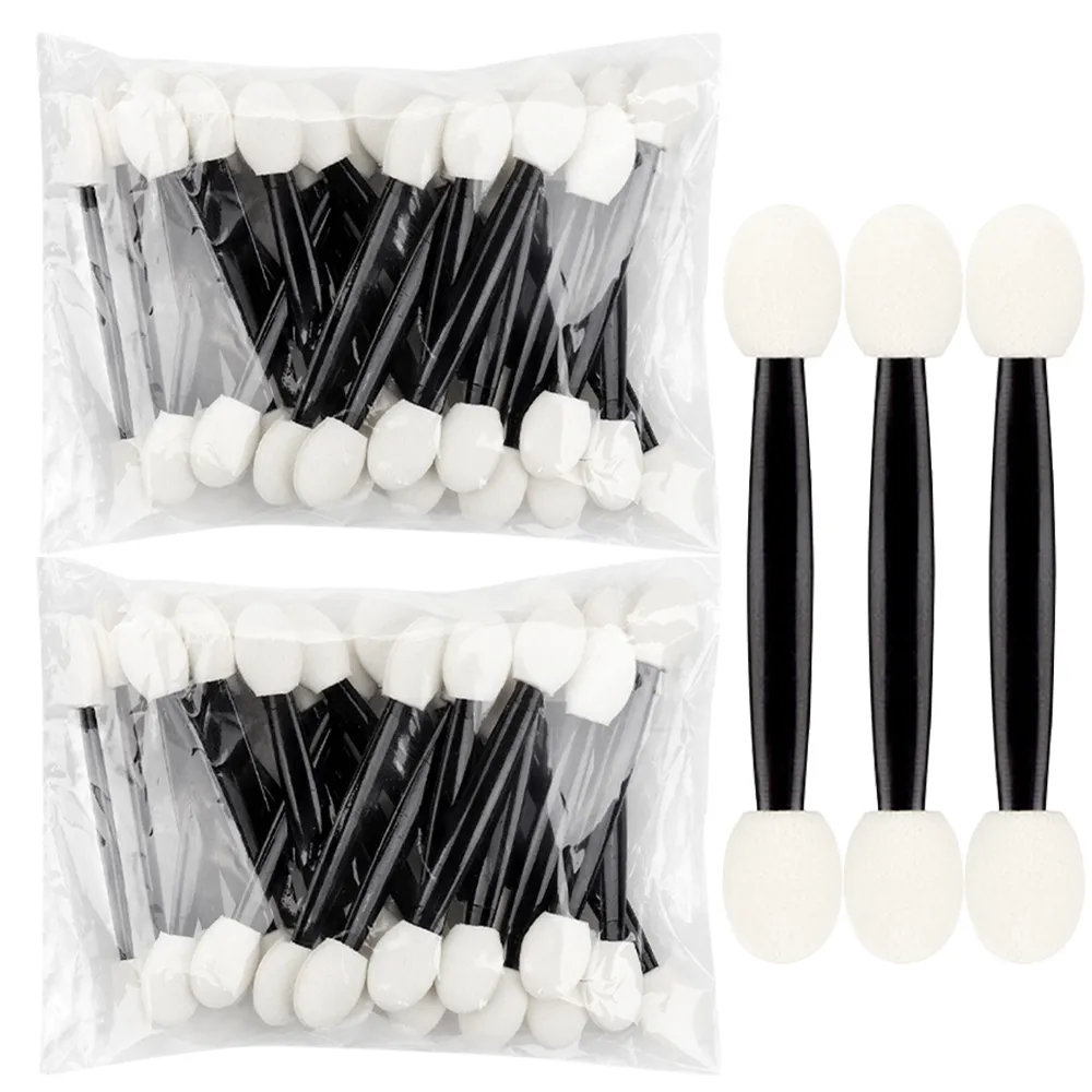 50/100pcs Eyeshadow Applicators White Dual Sides Eye Shadow Brush Makeup Sponge Brushes For Girls Cosmetic Tool Applicators — image 1