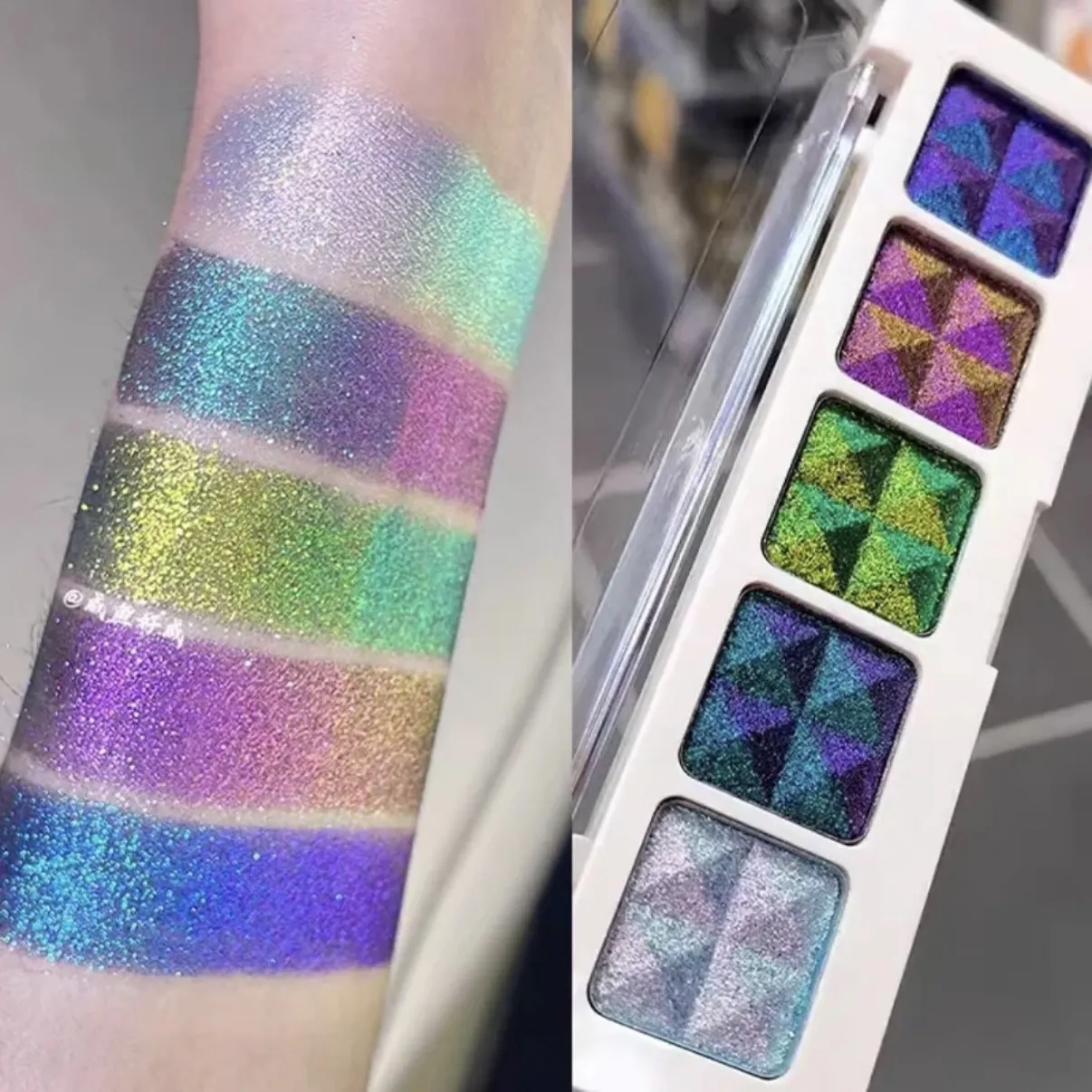 Eyeshadow Palette Chameleon Glitter Metallic Shimmer Glitter Eye Shadow Gradient Colors Fine Flash Eye Makeup