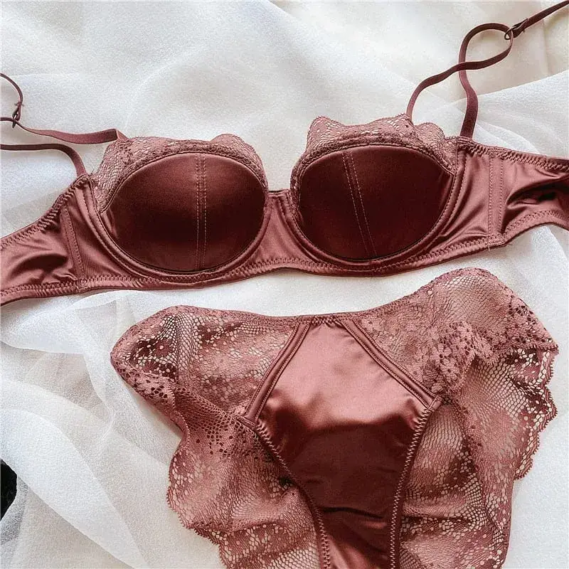Hot Push Up Lace Bra Set Sexy Lingerie Minimizer Underwire Anti-Sagging Side Coverage Balconette for Big Bust Women 32-38 Suit — image 9