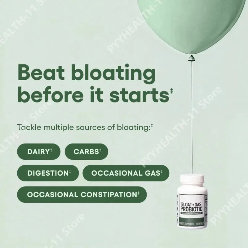 60 Billion Probiotic Capsules with Acacia Fiber Postbiotic Herbal and Enzyme Blend Gut Health Support Gas Relief for Adults 30ct — image 4