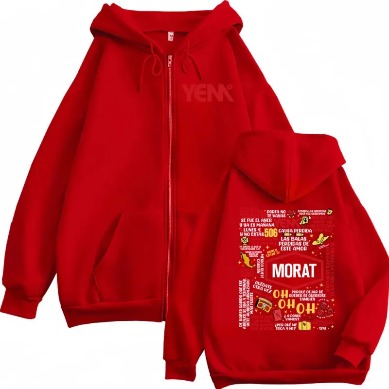 Band Morat Asuntos Pendientes Yem Printed Zip Up Hooded Sweatshirts Men Women Fashion Vintage Comfort Zipper Hoodie Coats Jacket — image 5
