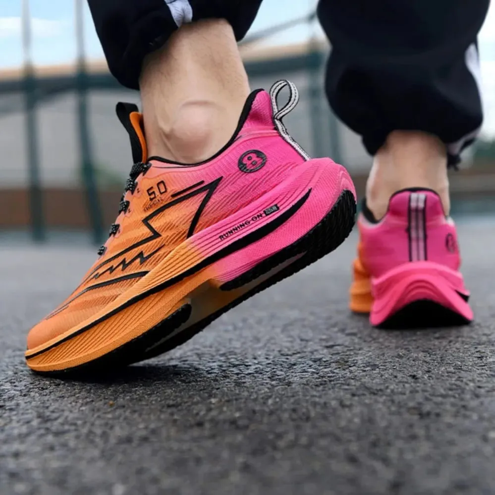 New Men's Carbon Plate Running Shoes Soft Cushion Shock Absorbing Sports Shoes Unisex Sneakers Light Anti-Slip Training Shoes