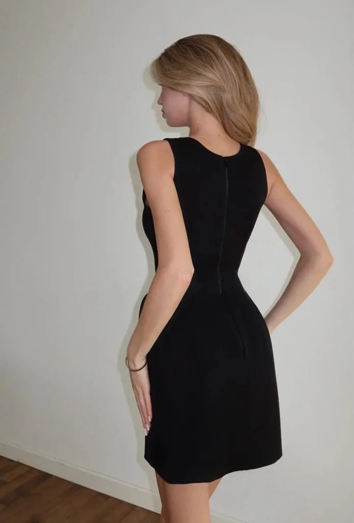 Solid Shawl Mini Dress Women Elegant Square-neck Waist Cinching Sleeveless Slim Short Dresses Lady 2026 New Vacation Party Gowns — image 5