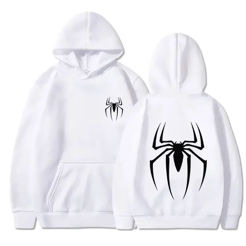 Mens Y2K Spider Print Hooded Streetwear Retro Clothing Loose Hip Hop Quirky Punk Sweatshirt Fashion Couple Sports Sweater — image 3