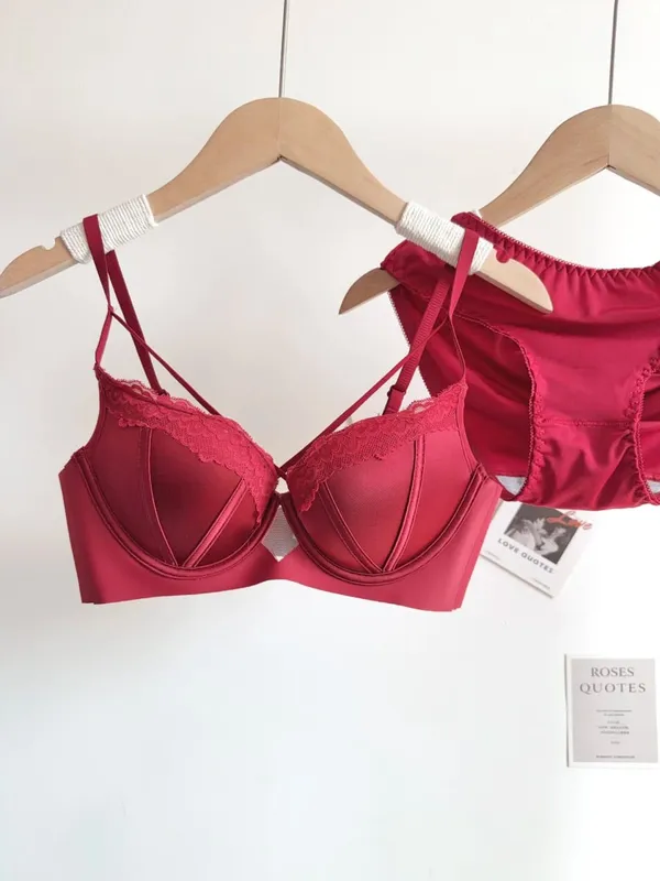 Französisches Spitzen-Push-up-BH-Set, gepunktet, kleine Körbchenformung, süße sexy erotische Dessous, Komfort-Bügel, Damen-Intimbekleidung, S-XL — image 10