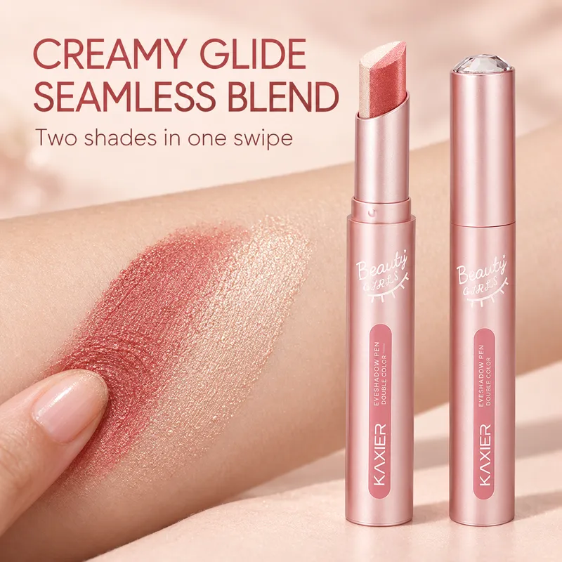 Two Tone Eyeshadow Stick Creamy Shimmer Eye Shadow Blendable Gradient Eye Makeup 6 Shades for Everyday and Party Looks