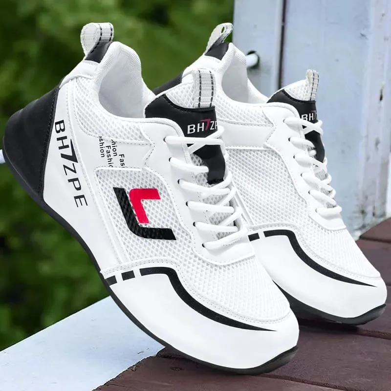 Men's Fashionable Low-Top Color-Blocked Breathable Mesh Running Sneakers